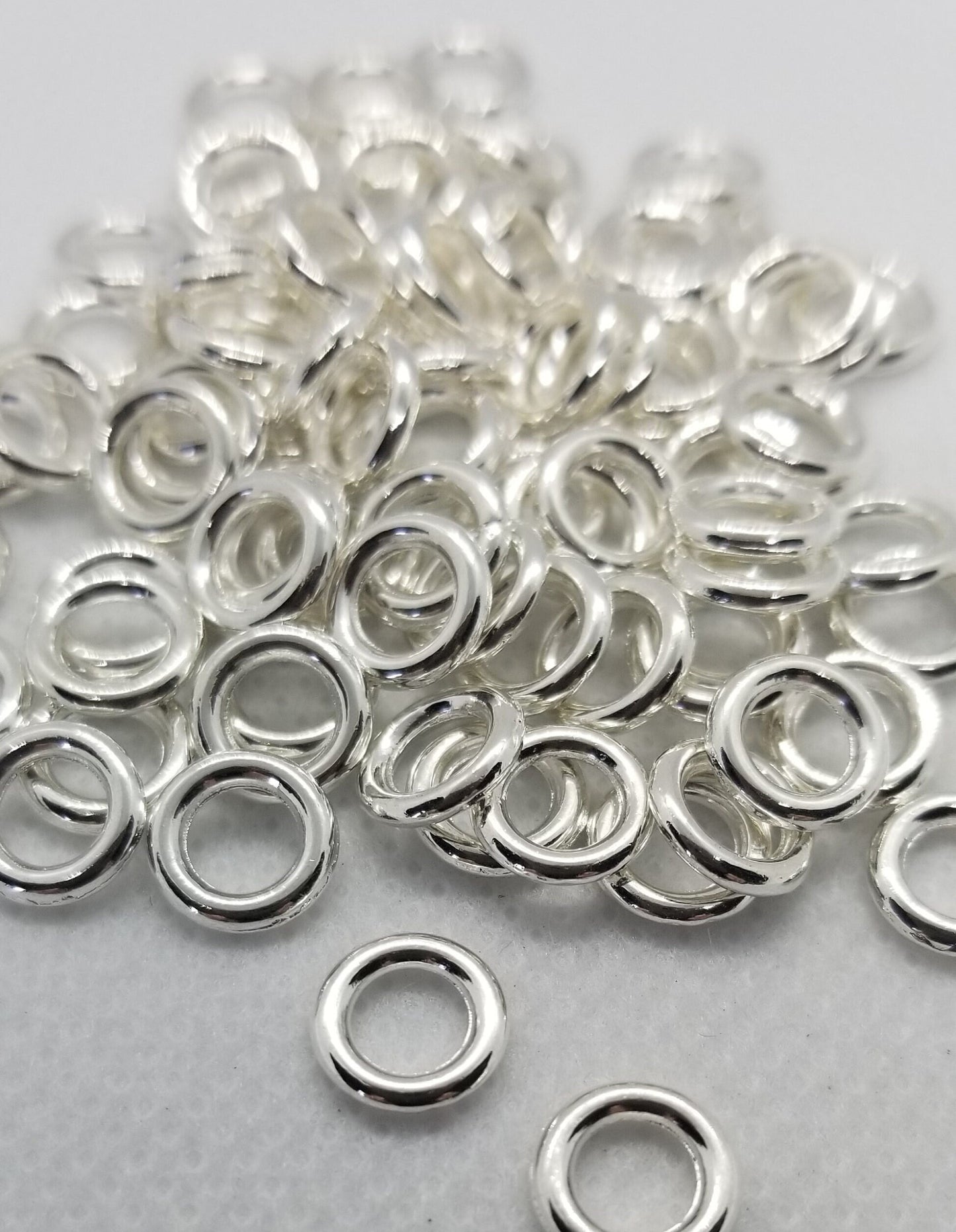 20 pcs Platinum Linking Spacer Ring, Closed Jump Ring, Tibetan Style Alloy, Lead Free, Cadmium Free, Rondelle, 8x1.5mm, large hole 6mm