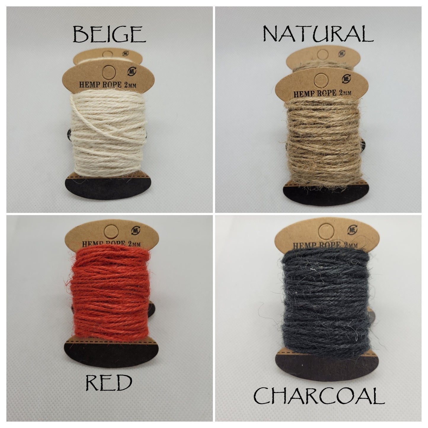 10m Natural Hemp Cord, 2mm 3 Ply, Dyed (about 10.9 Yds, 32ft, 10m) Eco Friendly Twine, Craft String, Choose Beige, Natural, Red or Charcoal