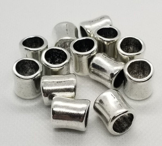 5 pcs Large Silver Tube Spacer Bead, Tibetan Style Alloy, Irregular, Antique Silver, Lead, Cadmium, Nickel Free, 14.5x12mm, Large Hole 8mm