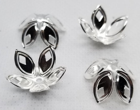 20 pieces Extra Large Silver Bead Caps, Silver Color Plated, Flower shape, 18mm x 8mm, hole 2mm, end cap, tassel cap, Very Strong