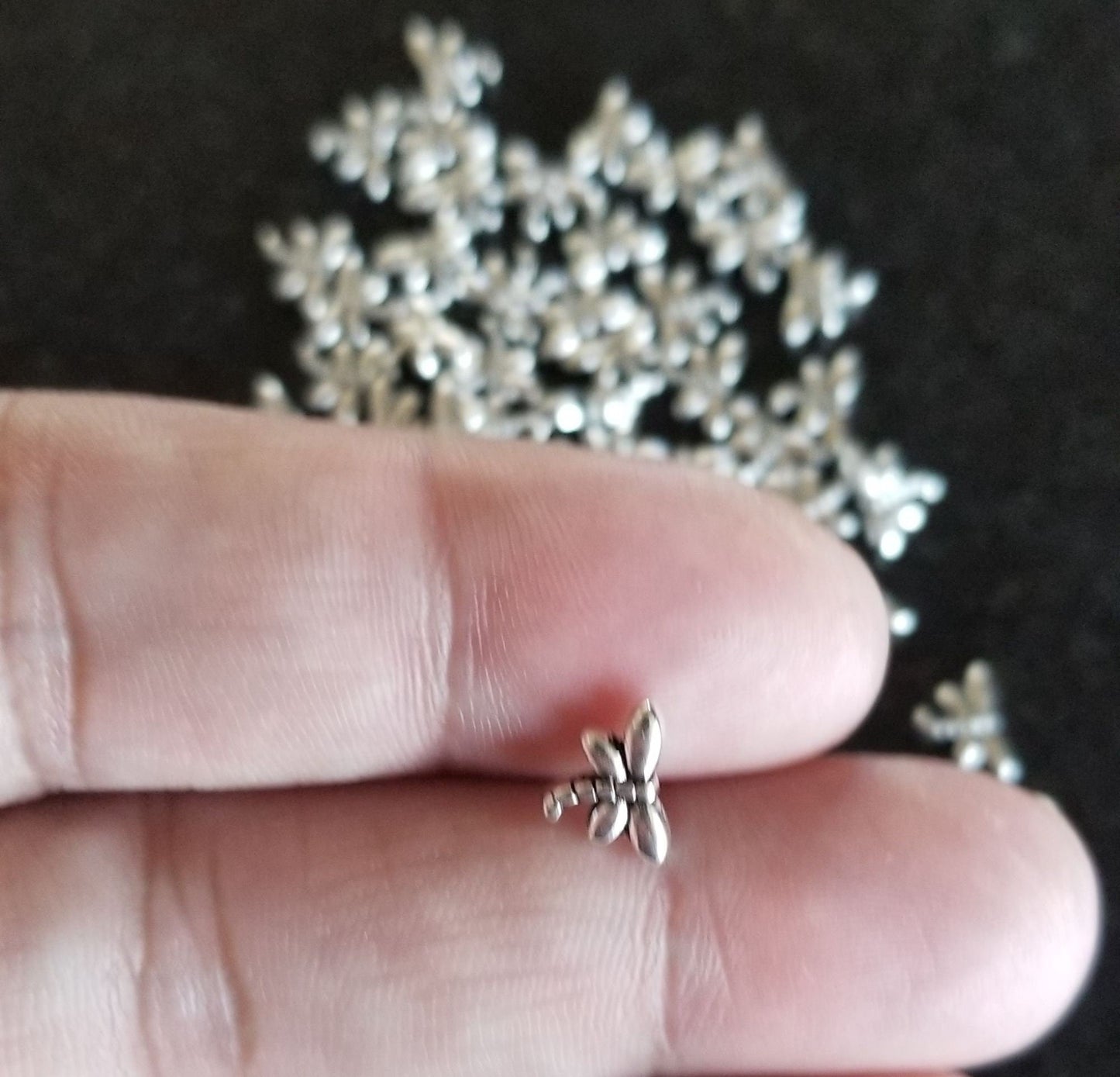 Silver Dragonfly Spacer Beads, Antiqued, 10 pieces, Tibetan Style, Lead Nickel Cadmium Free, Antique Silver, 8x6mm, Hole 1mm