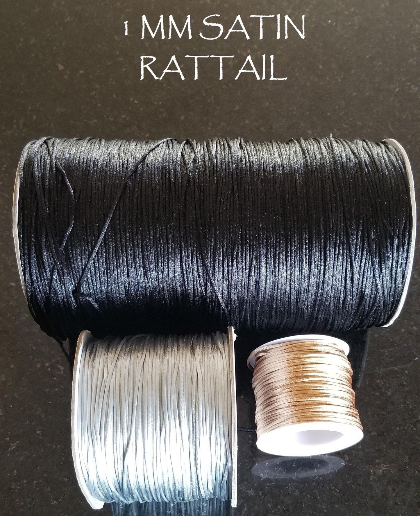1mm Satin Rattail cord, 10 meters on a reusable spool, Nylon cord, Faux silk cord for bracelets, necklaces, knotting projects