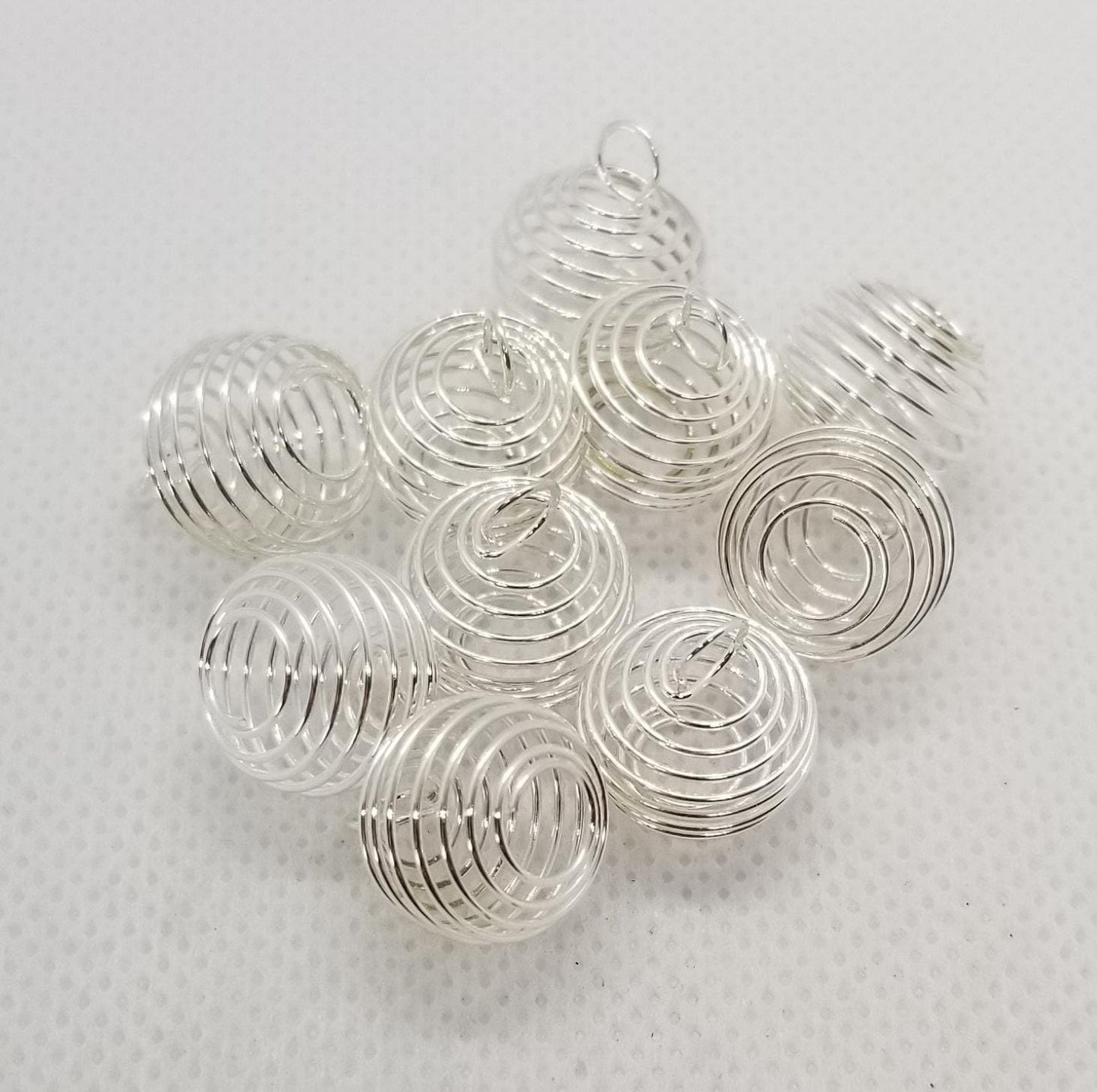 Spiral Bead Cage Pendant, Pearl Cage, Crystal Cage, 10 pcs, Silver or Gold, SM 15x14mm w 5mm hole or LG 25x20mm w 6mm hole