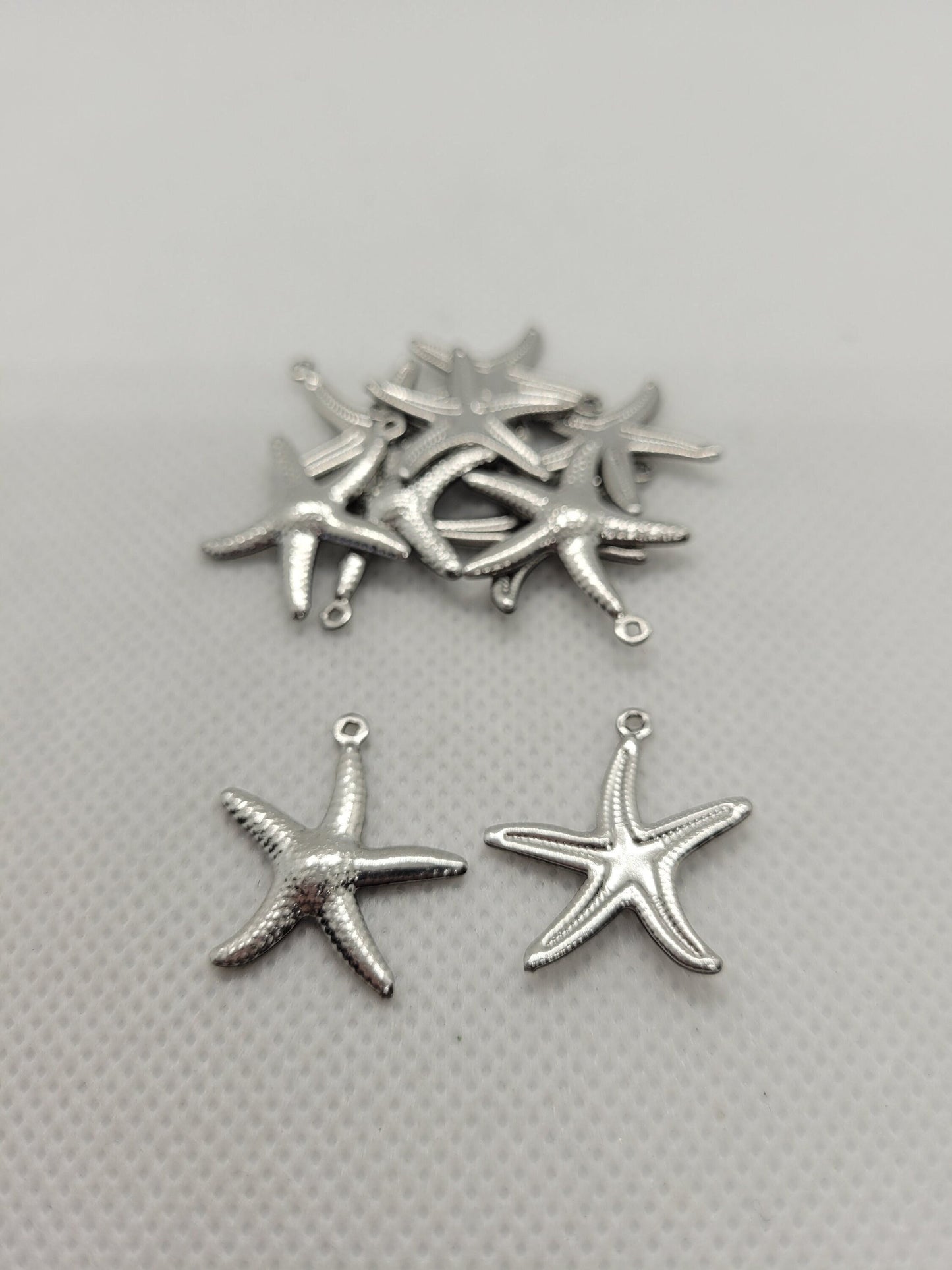 Starfish Pendants, Sea Star Charms, 10 pieces, 304 Stainless Steel, Silver, 22x20.5x2mm, Hole: 1mm