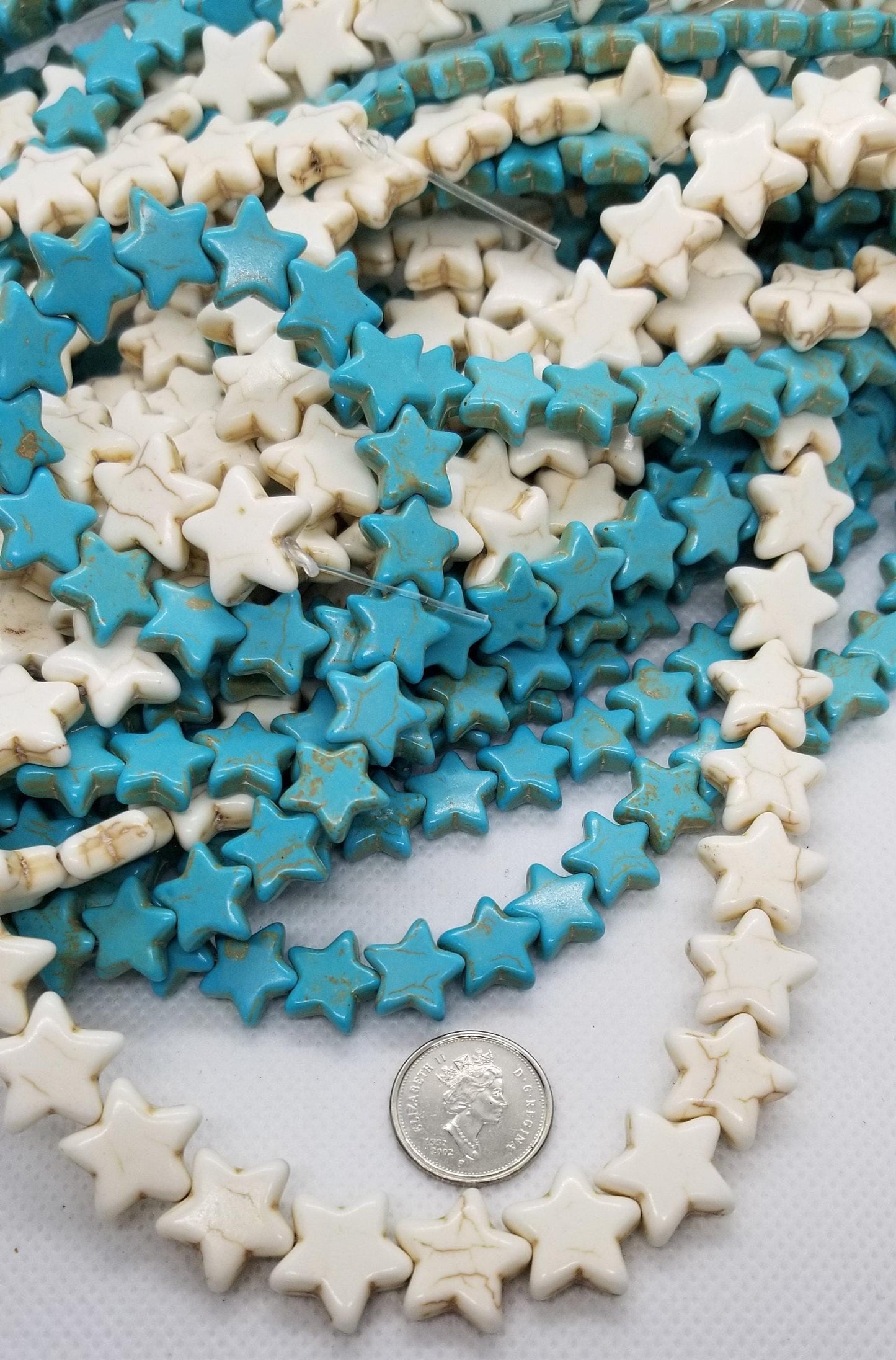 Magnesite Star Beads, Antique White or Turquoise, 1 strand, Synthetic, Size and count in description, Full 15" strand, DIY Jewelry Supplies