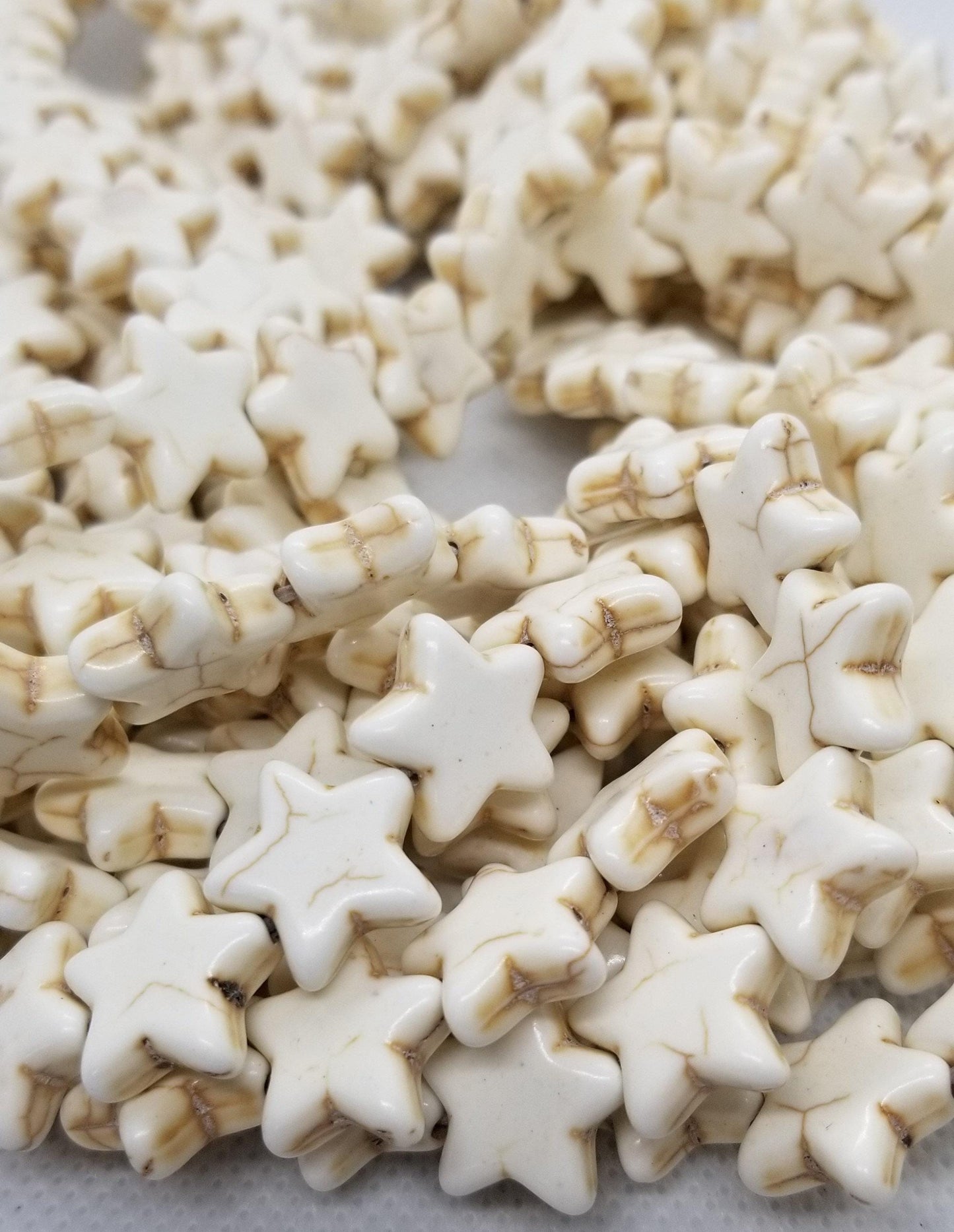 Magnesite Star Beads, Antique White or Turquoise, 1 strand, Synthetic, Size and count in description, Full 15" strand, DIY Jewelry Supplies