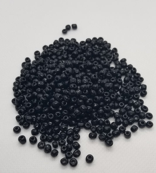 30 grams Black Glass Seed Beads, about 325 beads per pack, Opaque, about 4mm in diameter, size 6/0, hole 1.5mm