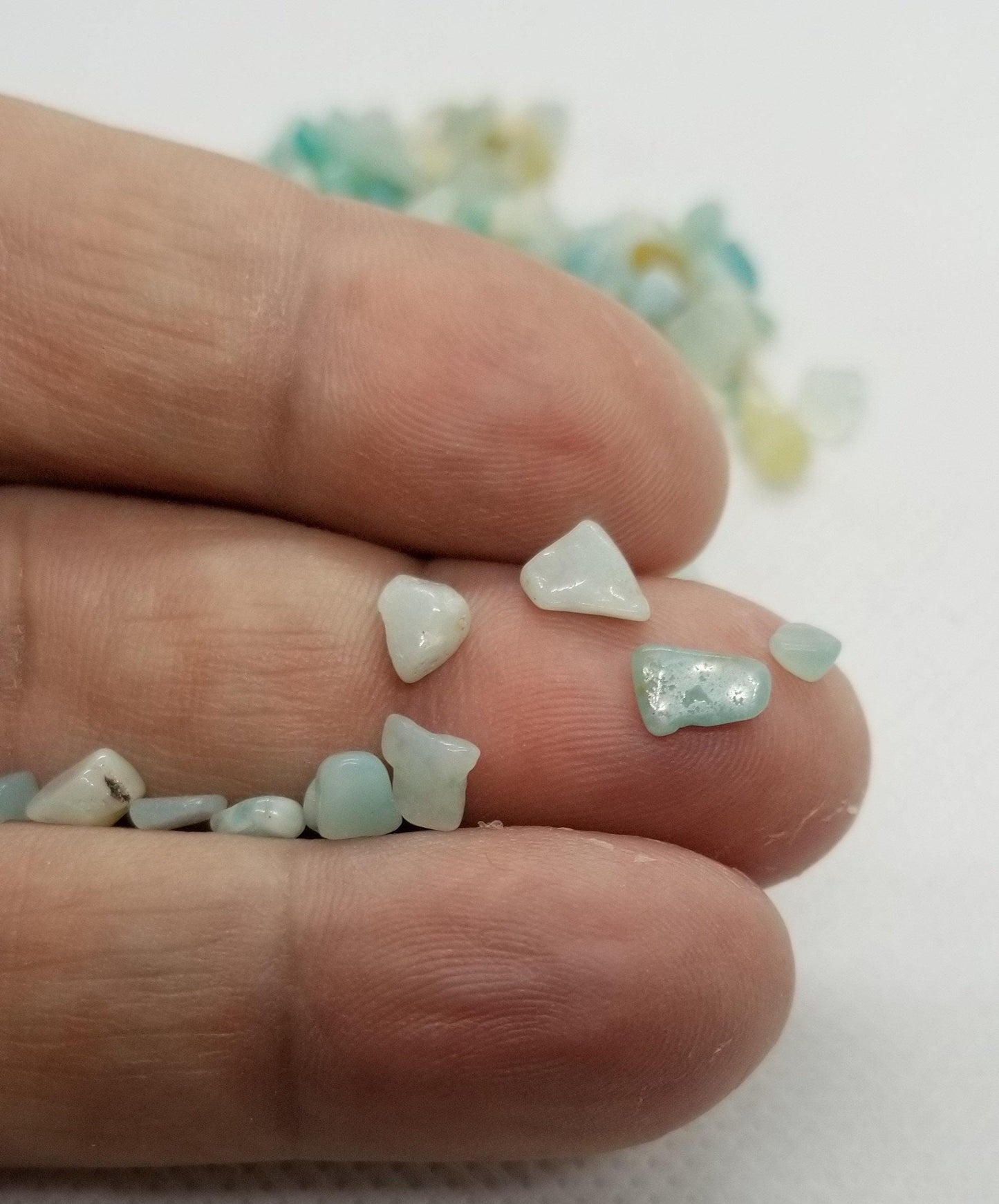 30 grams Natural Amazonite Gemstone Crystal Chips, No Hole, Undrilled, Small to Medium size, about 2-8mm x 2-4mm approximately