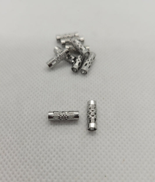 Stainless Steel Tube Spacers with Open Metalwork, 304 Stainless Steel Column Beads, Silver Spacer, 12x4mm, Hole: 3.3mm, DIY Jewelry Making