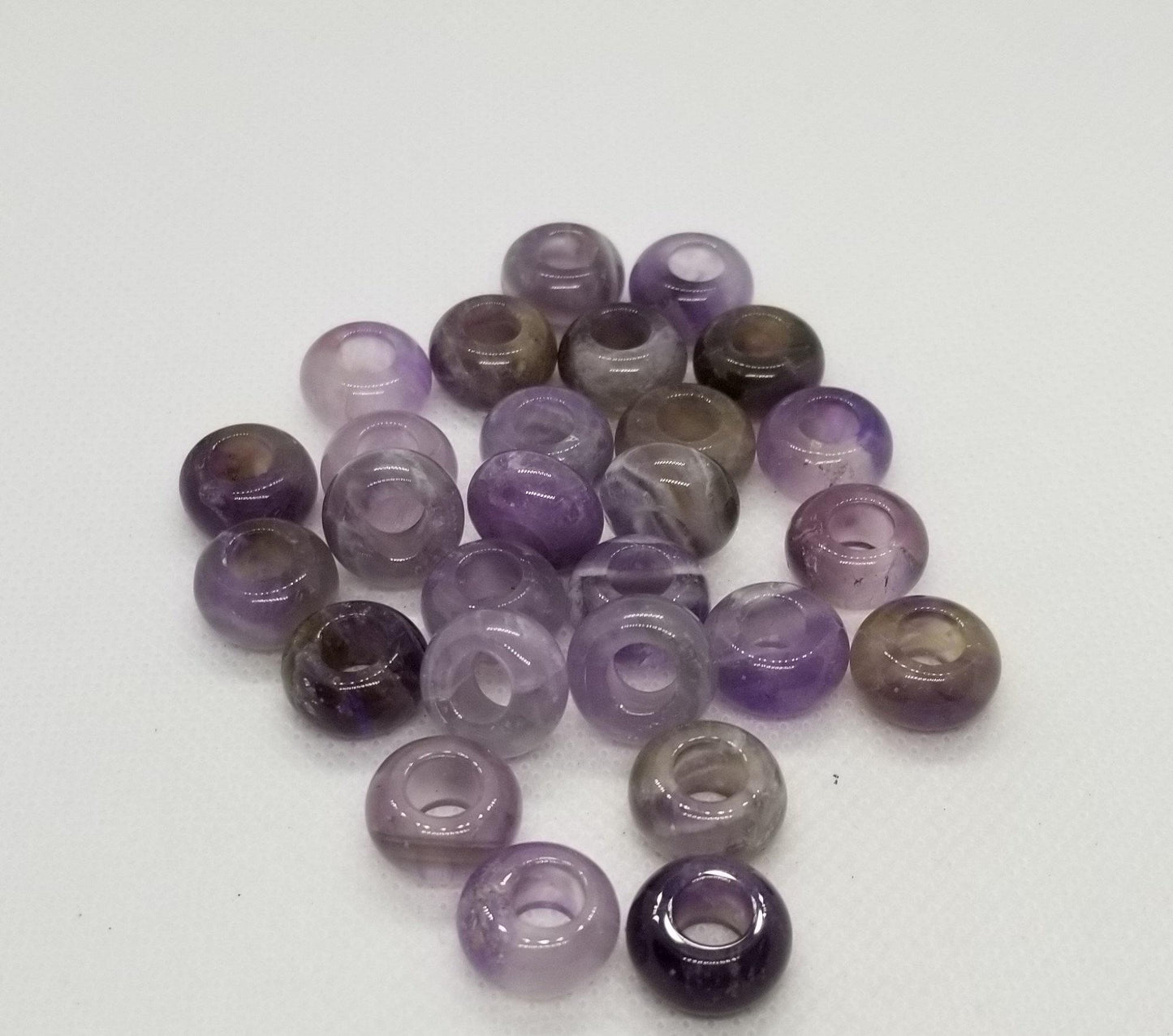 4 pcs Natural Amethyst Beads, large hole bead, rondelle, polished, 14x8mm, hole 6mm, macrame hair beard kumihimo jewelry