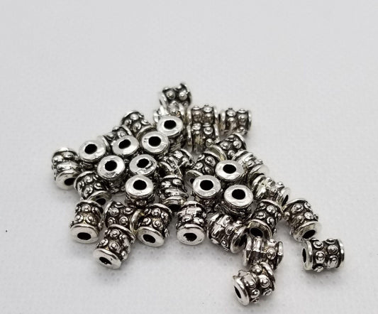 25 pcs Column Spacer Beads, Tibetan Style, Lead, Cadmium, Nickel free, Column, Antique Silver, 6mm x 6mm, hole 2mm