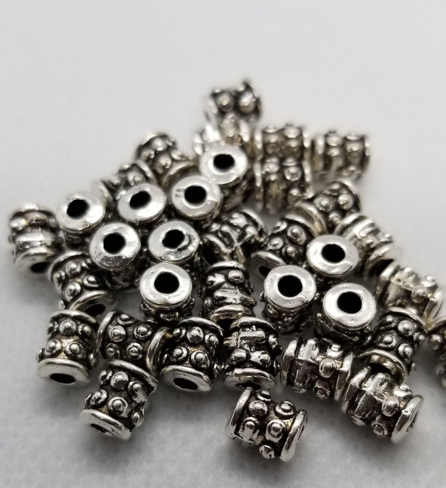25 pcs Column Spacer Beads, Tibetan Style, Lead, Cadmium, Nickel free, Column, Antique Silver, 6mm x 6mm, hole 2mm