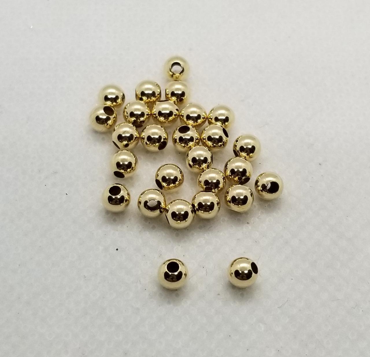 5 pieces 14k Gold Filled Beads, 1/20 14K Gold Filled, Cadmium, Nickel, Lead Free, Round, 4mm, Hole 1.4~1.5mm