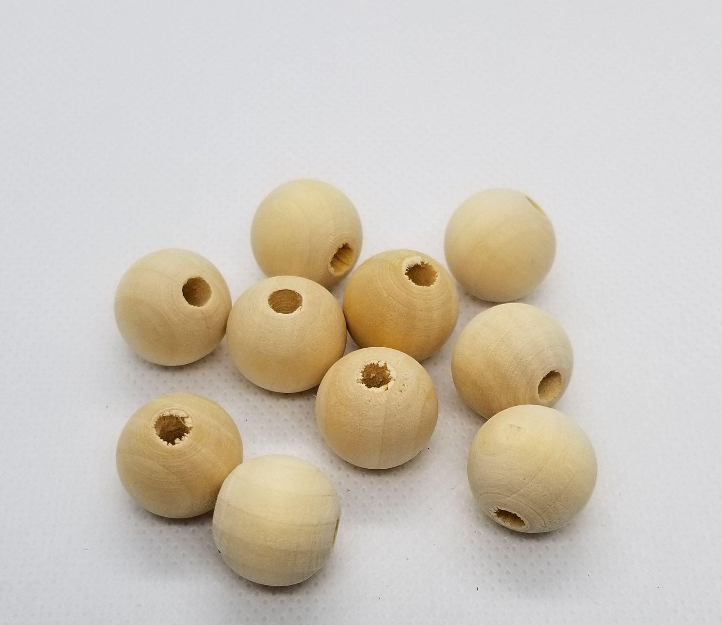25 pcs Unfinished Wood Beads, 16, 14, 12, 8mm Round, Natural Wood Beads, Round, Moccasin, DIY Mala Bead Garland, hole sizes in description