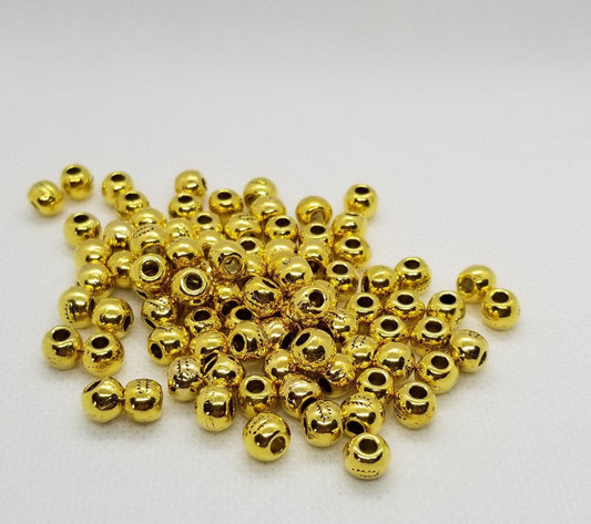 20 pieces Etched Round Bead, Spacer, Antique Gold, Tibetan Style Alloy, Lead Free, Nickel Free, Cadmium Free, 7mm, Large hole 3mm