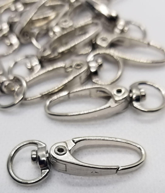 5 pieces Swivel Snap Hooks Clasps, Silver, 37x13.5mm, Hole: 10x5mm, Zipper pull for keyrings, tassels, bag hardware