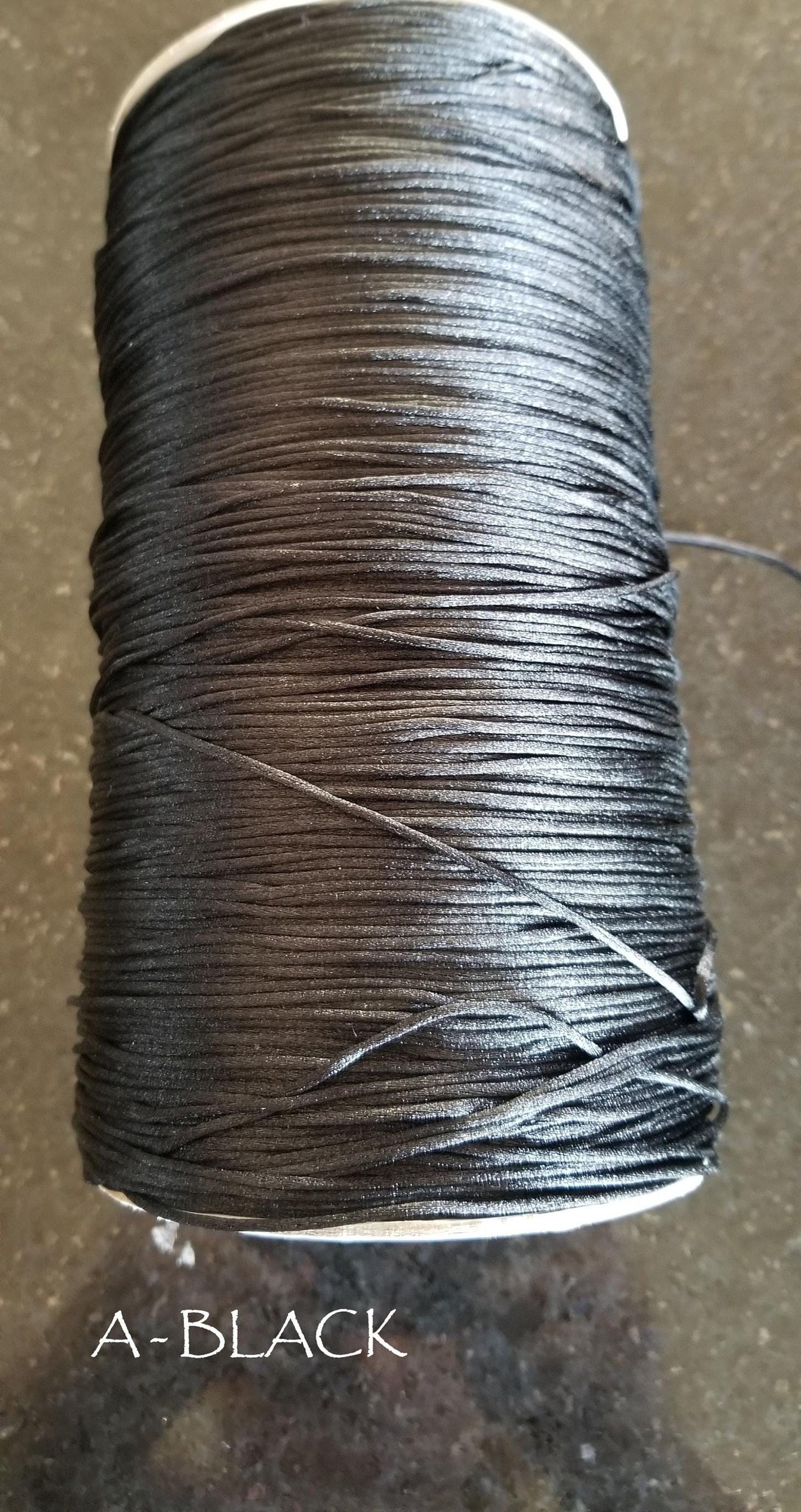 1mm Satin Rattail cord, 10 meters on a reusable spool, Nylon cord, Faux silk cord for bracelets, necklaces, knotting projects