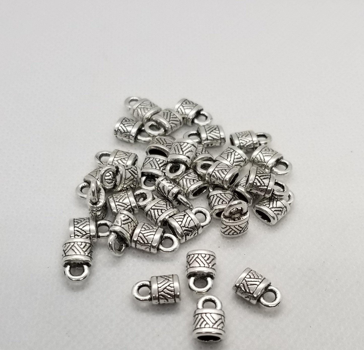 10 pcs Silver Cord End Caps, Tassel Cap, Tibetan Style Alloy, Lock, Oval, 10x6.5x4.5mm, Hole 2.5mm, Inner 4x2mm