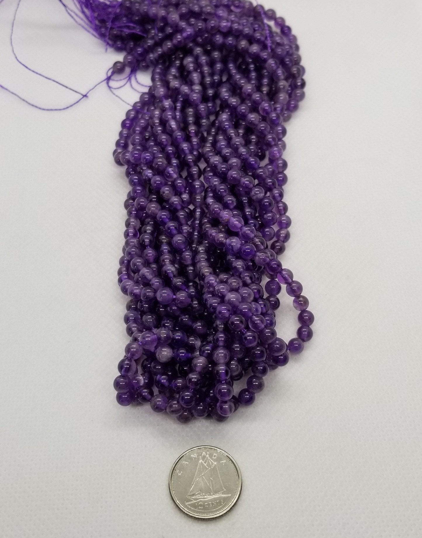 1 Strand Natural Amethyst Bead, Grade AB, Round, 4mm, Hole 1mm, approx 90pcs per strand, Full 15 inch Strand