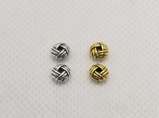 20 pcs Basket Weave Spacer Beads, Flat Round, Cadmium, Nickel, Lead Free, Antique Silver or Gold, 6x3.2mm, Hole 2mm