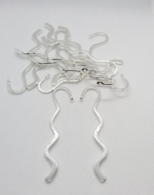 5 pieces Wavy Silver Bookmarks, Lead, Cadmium Free, Silver Color Plated, 86x24x2mm, hole 2.5mm, DIY bookmark tassel charm crafts
