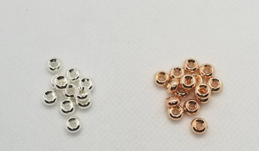25 pcs Rondelle Bead Spacers, Silver or Rose Gold, Lead, Cadmium & Nickel Free, Donut, Round Edge, 6mmx3mm, Hole 2mm