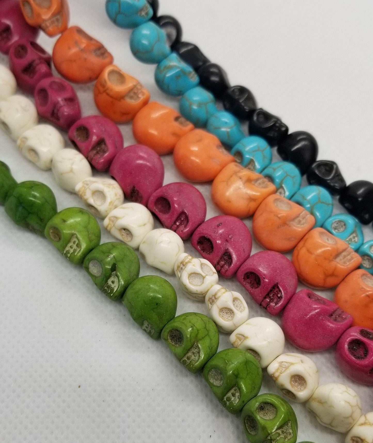 1 strand Turquoise Skull Beads, Dyed, Synthetic, Hole 1mm, Full strand approximately 15 inch , See Description for colours and sizes