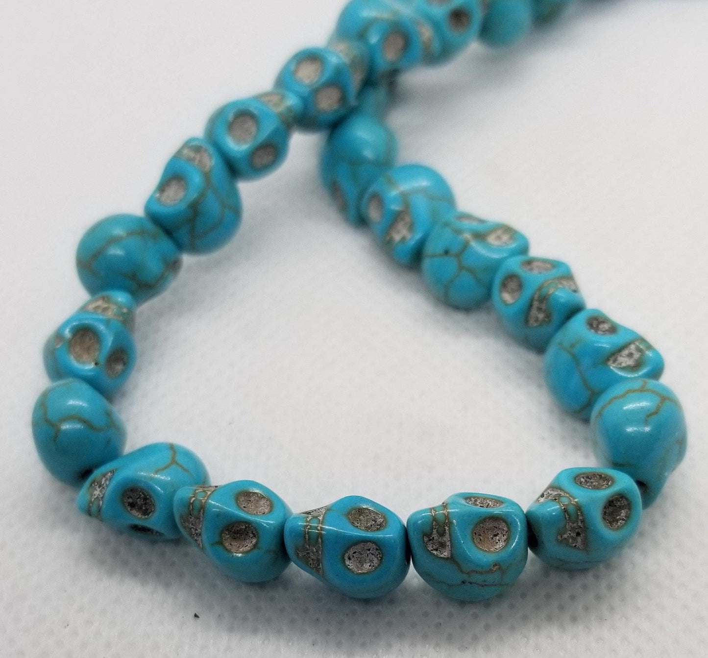 1 strand Turquoise Skull Beads, Dyed, Synthetic, Hole 1mm, Full strand approximately 15 inch , See Description for colours and sizes