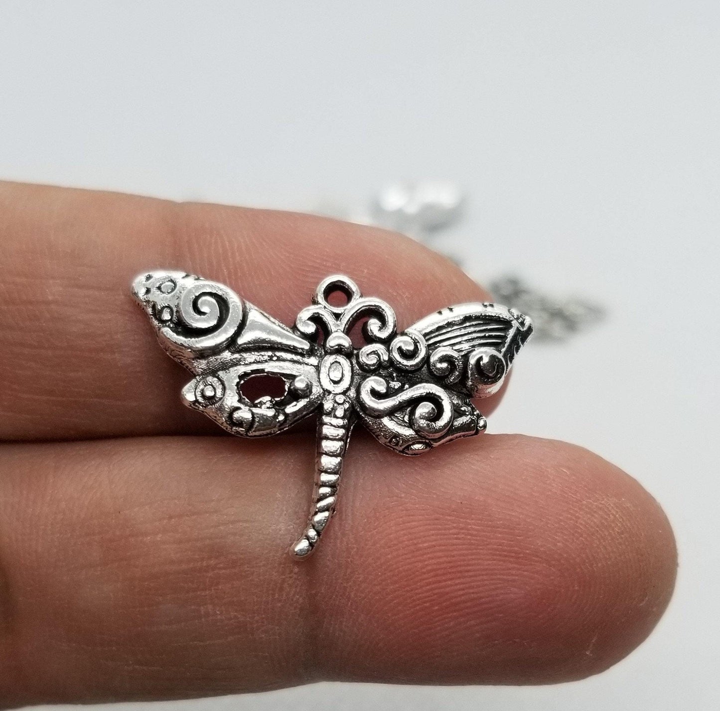 5 pieces Large Silver Dragonfly Pendants, Tibetan Style Alloy, Cadmium and Lead Free, Antique Silver, 20.5x28.5x3.5mm, Hole: 1.5mm