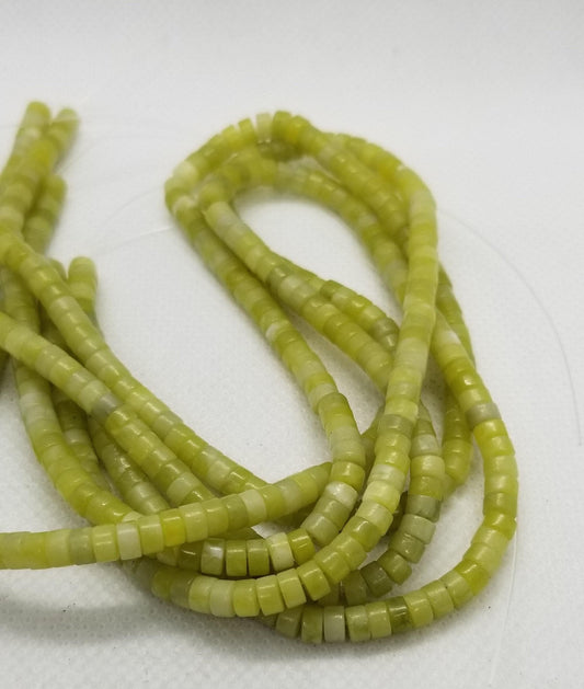 1 strand Unique Natural Chinese Jade Heishi Beads, Heishi Disc, Flat Round Disc, 4x2mm, Hole 0.8mm, about 150pcs/strand, Full 15 inch strand