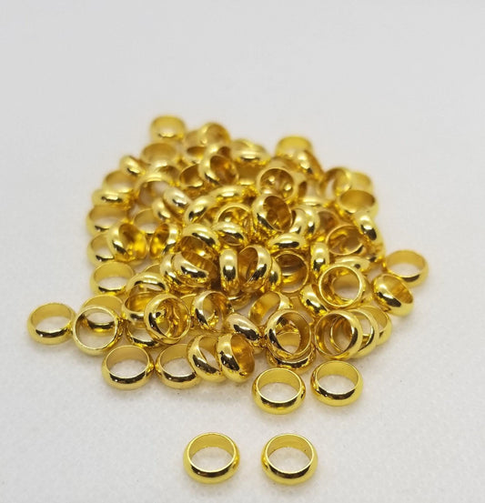 10 pieces Golden Rondelle Spacer Bead, Linking Ring, Brass Spacer Beads, Ring, Golden, 6.5x2.5mm, Large Hole 5mm