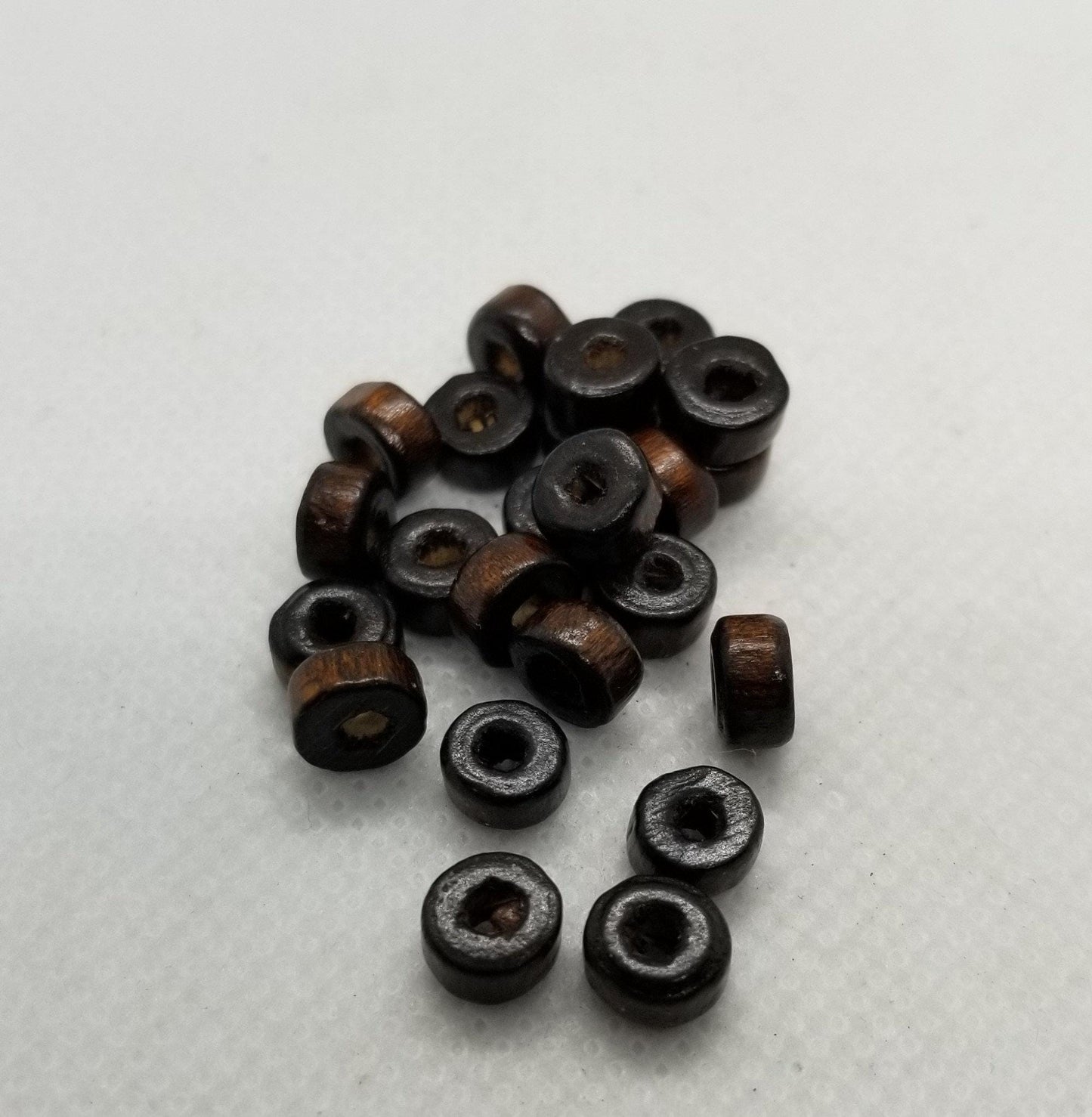 50 pieces  Natural Maple Wood Beads, Lead Free, Flat Round, Heishi Disc, Dyed, Dark Turquoise or Coconut Brown, 6x3mm, Hole: 2mm