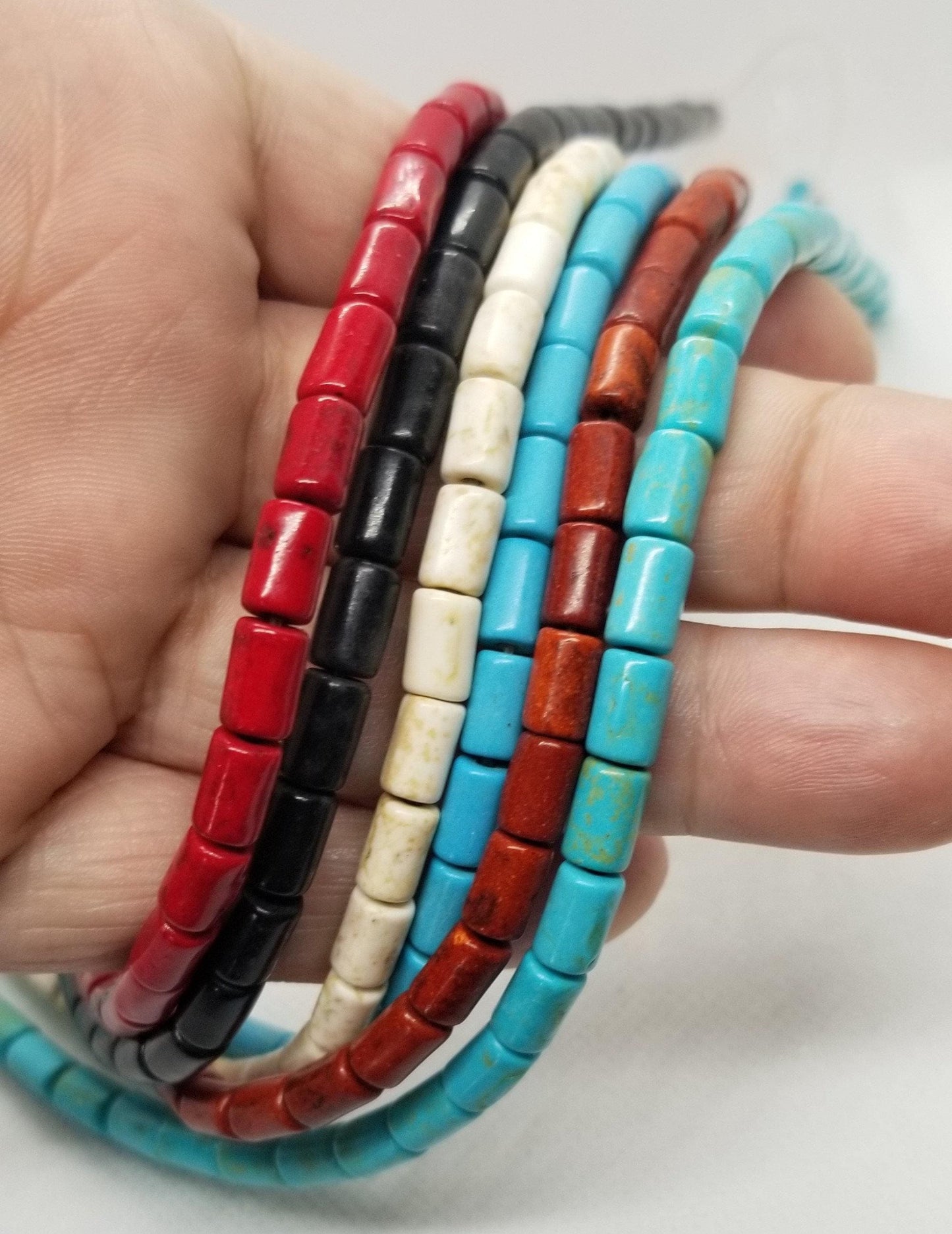 1 strand Turquoise Column Beads, Dyed, Synthetic, 8x5mm, Hole 1mm, about 46pcs/strand, Full 15" strand, Choose from 6 colours
