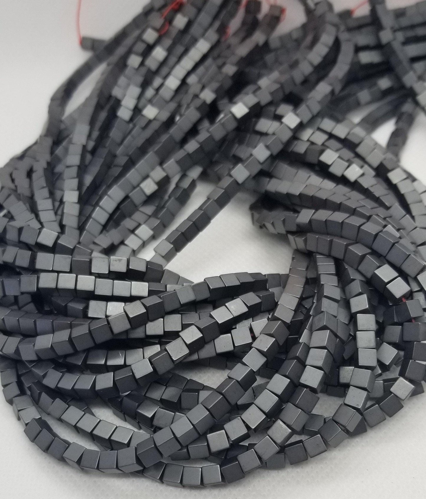 1 strand Frosted Hematite Cube Beads, Nonmagnetic, Synthetic, Electroplate, Matte Black, 4x4x4mm, Hole 1mm, about 85pcs, Full 16 inch strand