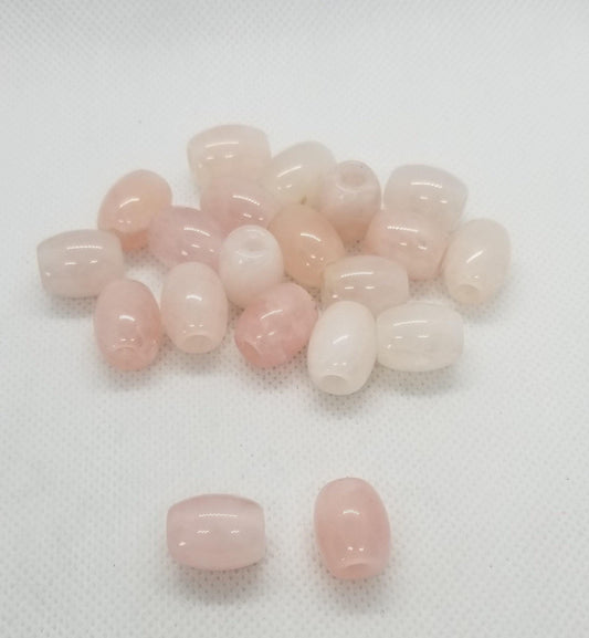 2 pieces Natural Rose Quartz Large Barrel Beads, Large Focal Beads, 15~17x12~13.5mm, Large Hole  4.5~5mm