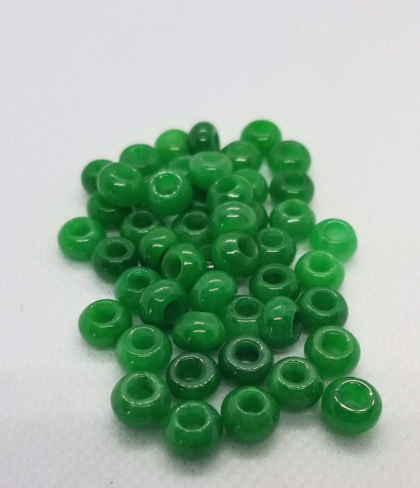 5 pieces Natural Myanmar Burmese Jade, Rondelle, Dyed, 7.5x5mm, Large Hole 3mm