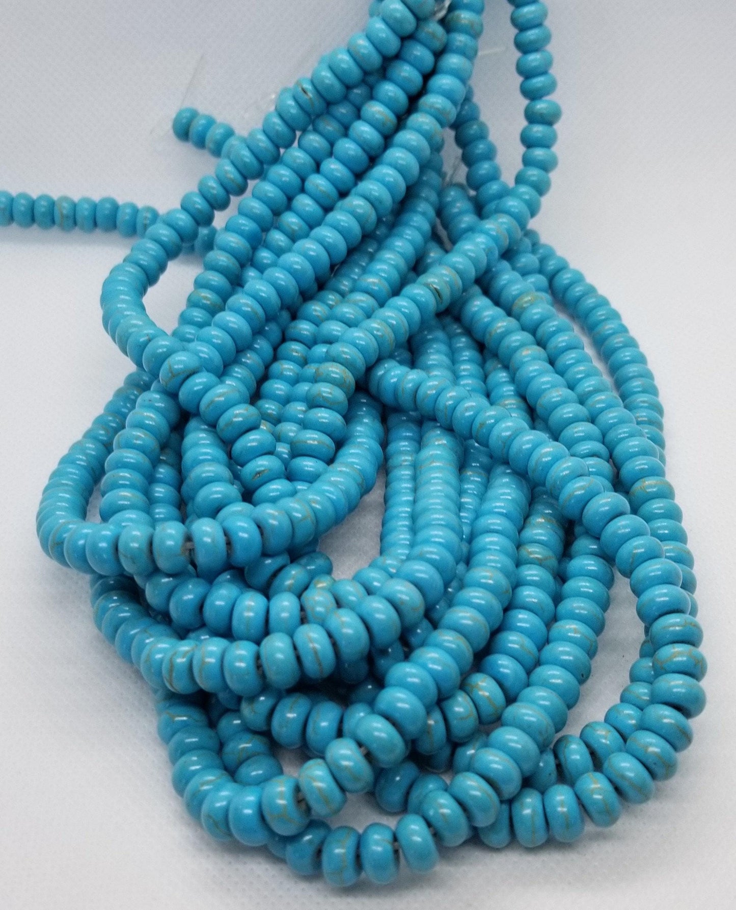 1 strand Turquoise Rondelles, Dyed, Synthetic, Turquoise Beads, 8x5mm, Hole 1mm, about 80pcs/strand, Full 15 inch strand
