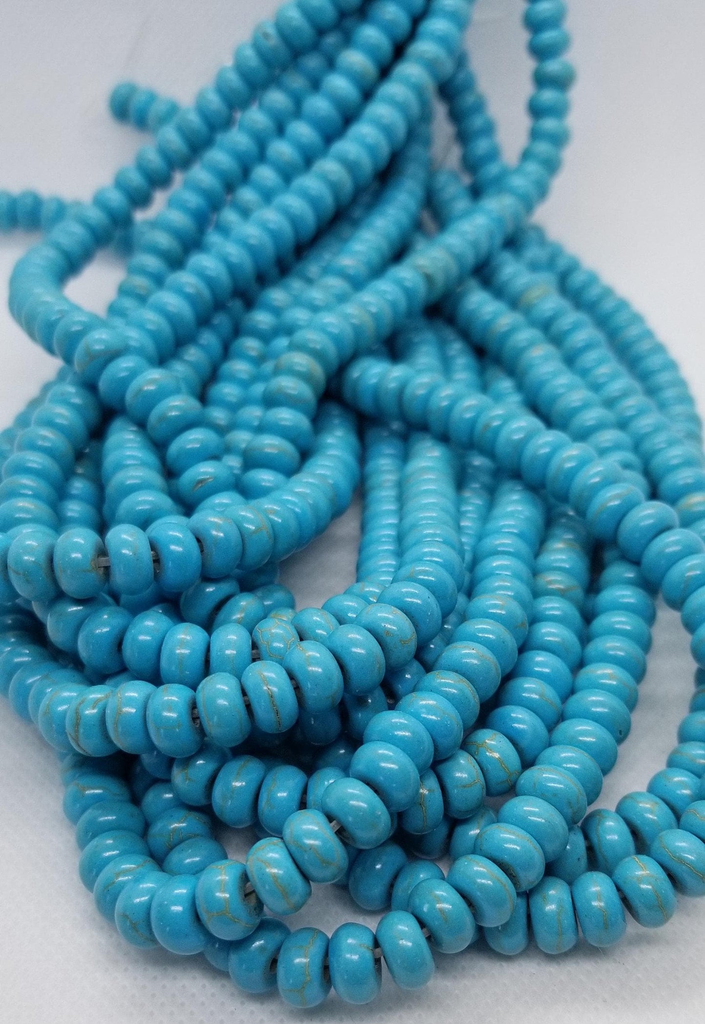 1 strand Turquoise Rondelles, Dyed, Synthetic, Turquoise Beads, 8x5mm, Hole 1mm, about 80pcs/strand, Full 15 inch strand