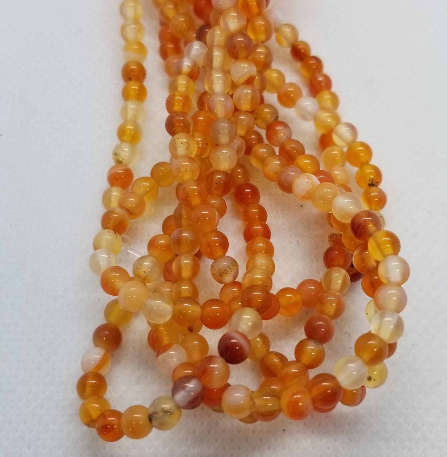Natural Carnelian Beads, 4mm, 6mm or 8mm, Round, 1 strand, Polished, Grade A, Hole 1mm, Full strand, see description for details