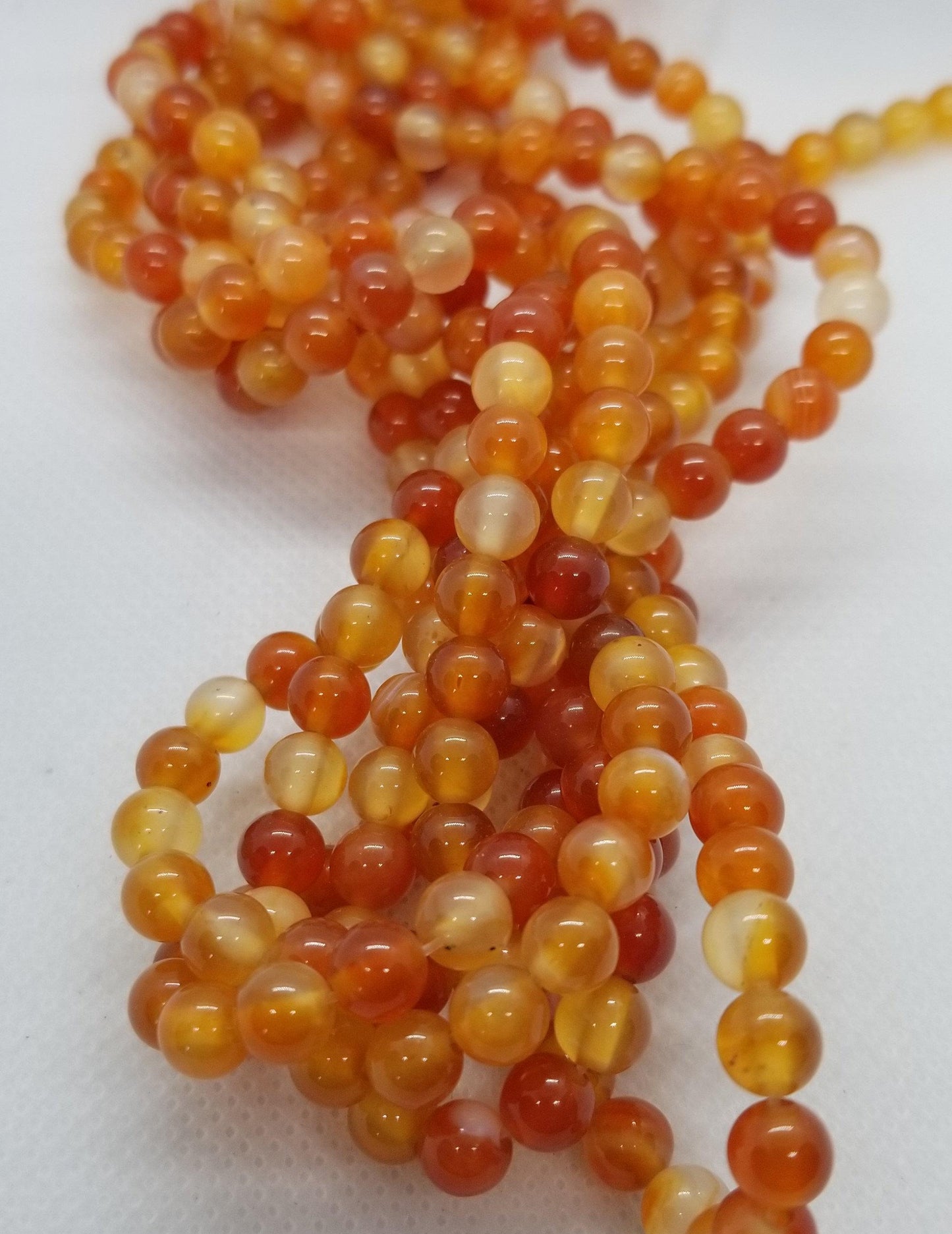Natural Carnelian Beads, 4mm, 6mm or 8mm, Round, 1 strand, Polished, Grade A, Hole 1mm, Full strand, see description for details
