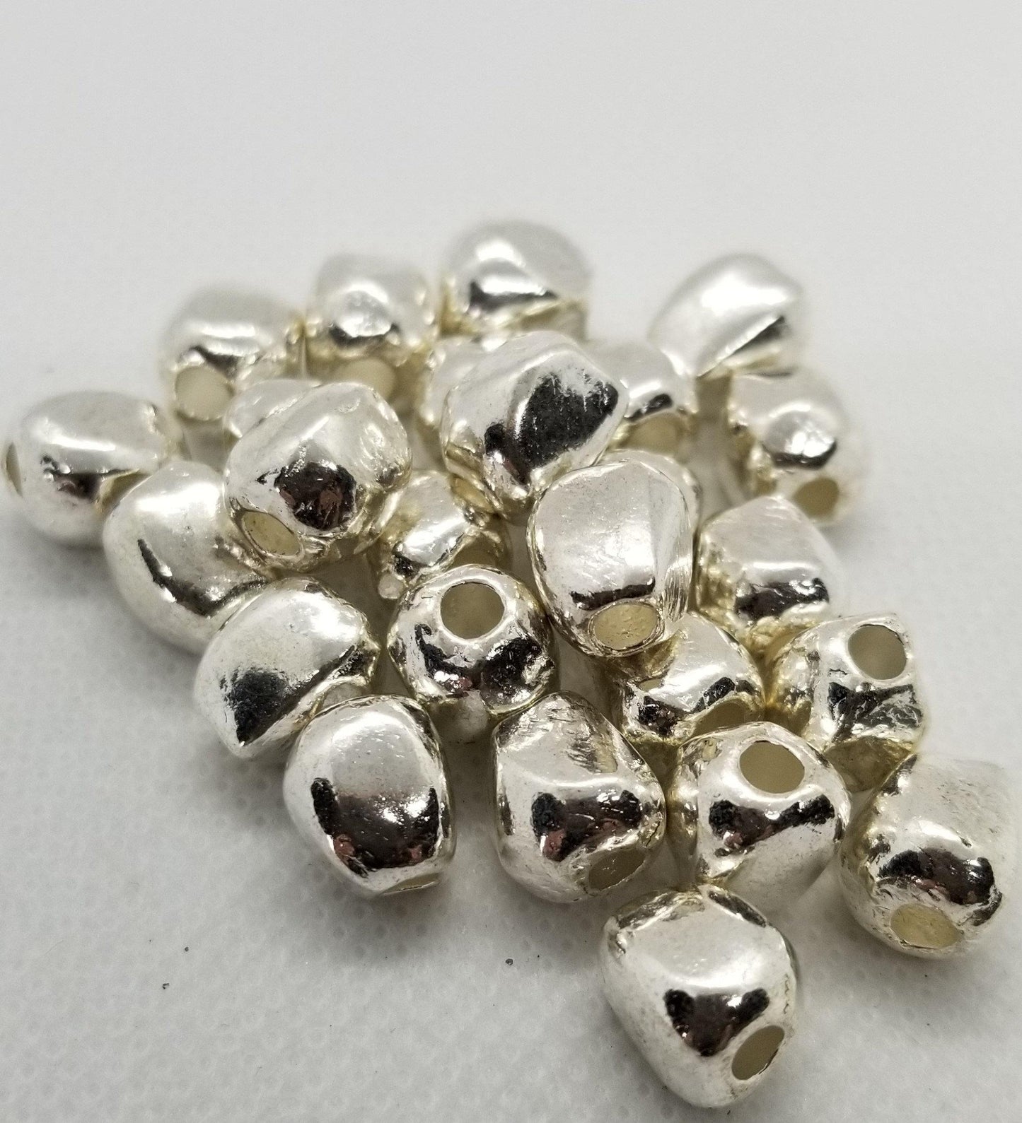 5 pieces Bright Silver Irregular Oval Spacer Beads, Tibetan Style Alloy, Lead, Cadmium, Nickel Free, 10x9.5x9mm, Large Hole 3mm, CLEARANCE