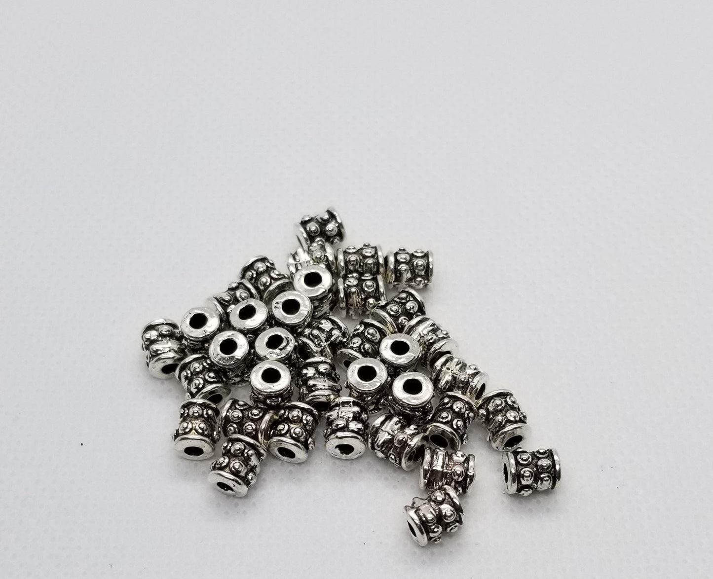 25 pcs Column Spacer Beads, Tibetan Style, Lead, Cadmium, Nickel free, Column, Antique Silver, 6mm x 6mm, hole 2mm
