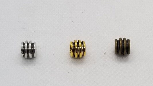 10 pieces Ridged Large Hole Spacer Beads, Tibetan Style Alloy, Cadmium, Nickel, Lead Free, Column, Silver Gold and Bronze, 8x6mm, hole 4mm