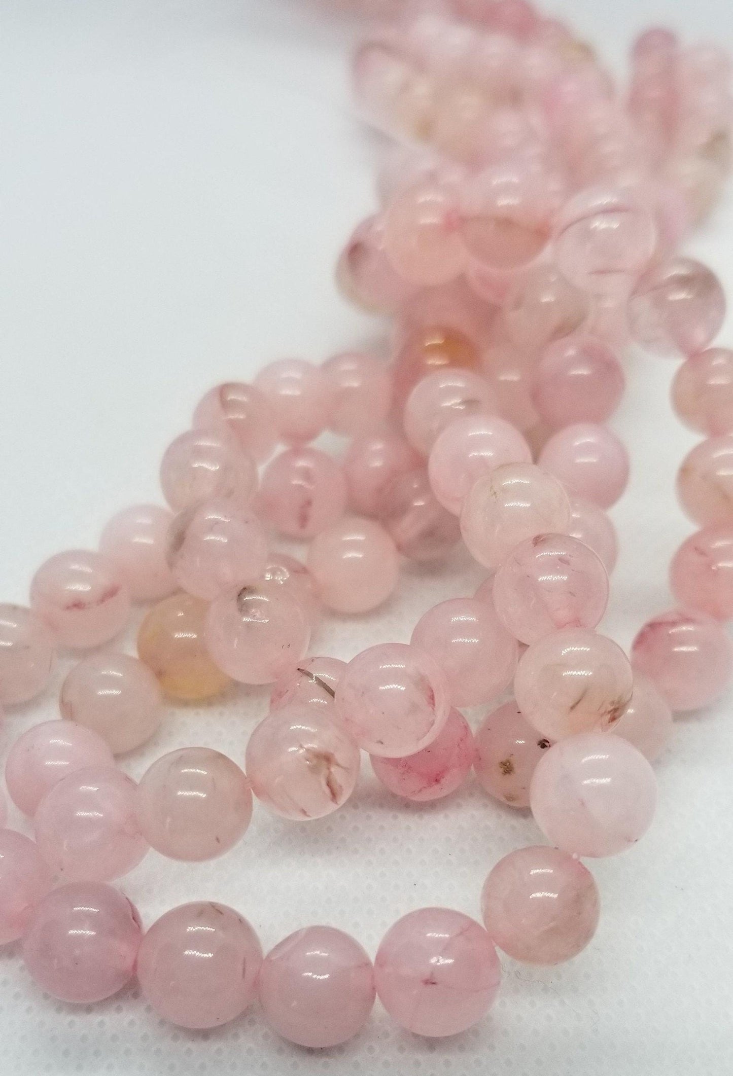 1 strand Natural Rose Quartz Beads, Polished, Round, 6 or 8mm, Hole ~1mm, Full strand, See description for bead count