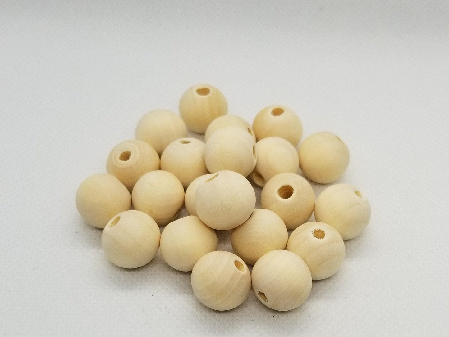 25 pcs Unfinished Wood Beads, 16, 14, 12, 8mm Round, Natural Wood Beads, Round, Moccasin, DIY Mala Bead Garland, hole sizes in description