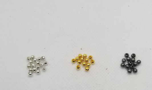 Bright Silver, Gold or Gunmetal Round Spacer Beads, 4 grams (min 100 pcs), 3mm Round, hole 1.2mm, See description for details