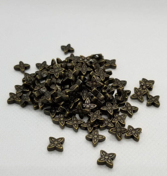 25 pieces Bronze Star Spacer Bead Tibetan Style, Lead, Nickel, Cadmium Free, Flower, Antique Bronze Color, 7x6.5x2.5mm, hole 1mm