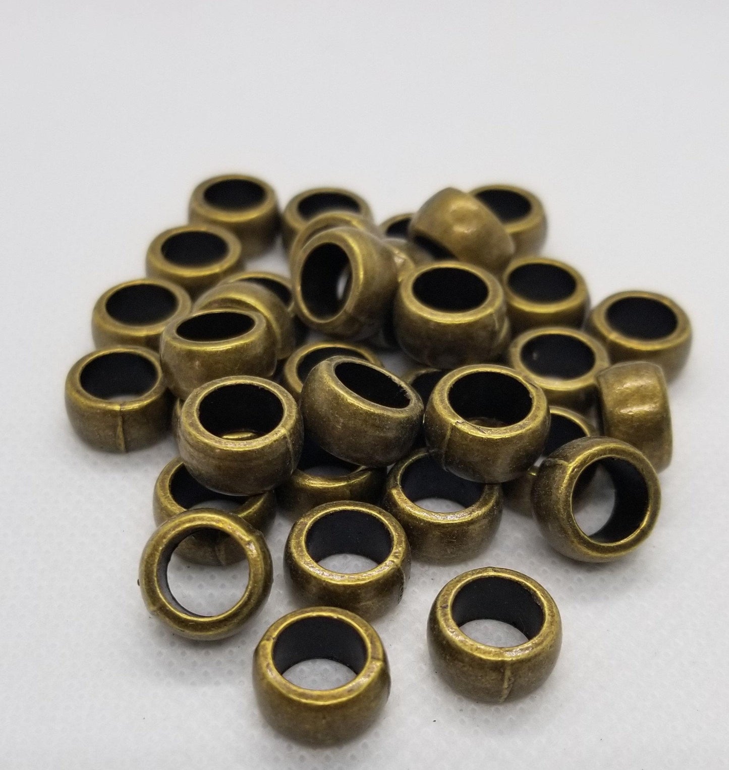 5 pieces Bronze Large Hole Spacer Beads, Rondelle, Cadmium, Nickel, Lead Free, Antique Bronze, 11.5x6mm, Hole 7mm, Hair Beard Beads