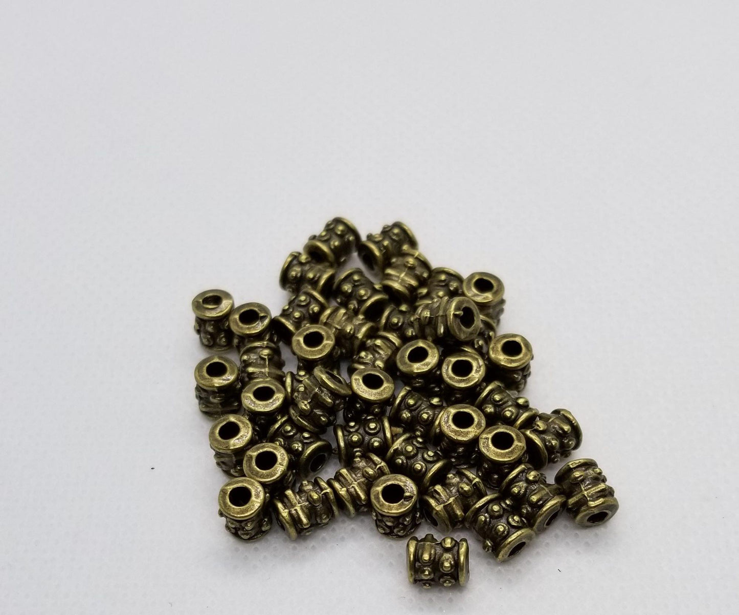 25 pcs Column Spacer Beads, Tibetan Style, Lead, Cadmium, Nickel free, Column, Antique Bronze, 6mm x 6mm, hole 2mm