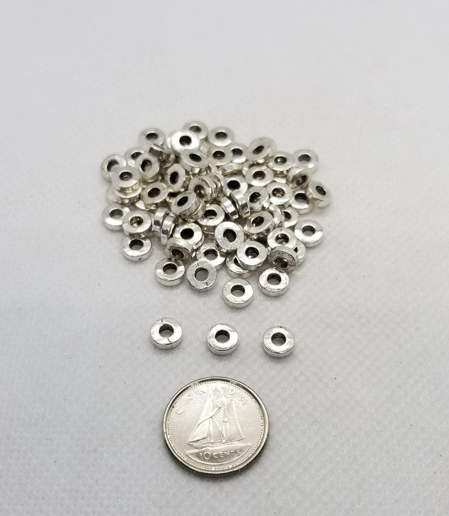 20 pieces Heishi Discs, Rondelle, Donut, Tibetan Style Alloy, Cadmium, Nickel, Lead Free, Choose from 4 colours, 6x2mm, Hole 2.5mm